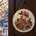 thumbnail image 5 of Christmas Pearl Diamond Painting Suncatcher Kit, Acrylic Round Board with Lace Edge, Christmas Pearls Beads Art Craft, 3D Mixed-Sized Pearl Beads Craft, Festive Window Wall Decor(D), 5 of 6