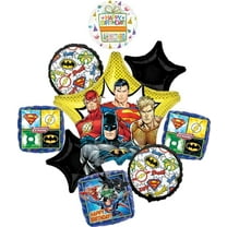 Justice League Birthday Party Supplies 9pc Balloon Bouquet Decorations