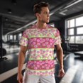 thumbnail image 3 of Wukai Flowers Print Men's Short-Sleeved Mesh T-Shirt,Quick-Dry Short Sleeve Workout T-Shirt-5X-Large, 3 of 8