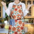 thumbnail image 6 of White Orange Sunflower Green Leaf Pattern Apron-Garden Aprons for Women with Pockets-Cotton Linen Waterproof Kitchen Cooking Gardening Aprons Adjustable for Kitchen,Cooking,BBQ and Salon 33x27 Inch, 6 of 7