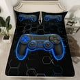 thumbnail image 2 of Homewish Chic Blue Honeycomb Full Size Sheets, Video Game Controller Bed Sheets, Modern Gaming Player Sheet Sets, Breathable Home Decor, 4 Pieces, 2 of 7