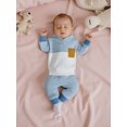 thumbnail image 4 of BemeyourBBs Toddler Baby Boy Fall Winter Outfit Newborn Infant Baby Boys Clothes 0 6 12 18 24 Months 2 3 Years Waffled Stripe Long Sleeve Hoodies Top Elastic Waist Pockets Jogger Pants 2 Pcs Set, 4 of 9