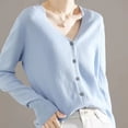 thumbnail image 1 of V-Neck Mid-Length Thin Sweater Cardigan Pure Color Spring Summer Breathable Stretchable Open Front Knitted Vest Women's Fashion, 1 of 5