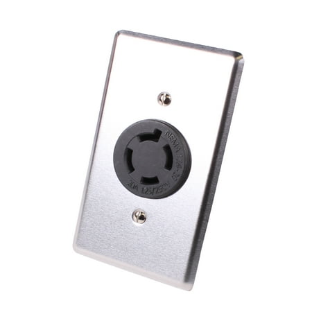 Journeyman-Pro 2410 NEMA L14-20R, 20A 125/250 Volt, Flush Mounting Locking Wall Receptacle Socket/Outlet, Black Industrial Grade, Grounding Welding/Generator Rated 5000 Watts (1, 2410 w/SS Faceplate)