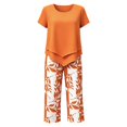 thumbnail image 7 of Women's Printed Casual Two Piece Set Cropped Top and Half Length Bottoms Modern Outfit,Orange,XXXXXL, 7 of 7