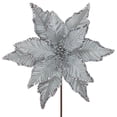 thumbnail image 3 of Northlight 25" Glittered Silver Poinsettia Christmas Stem Spray, 3 of 4