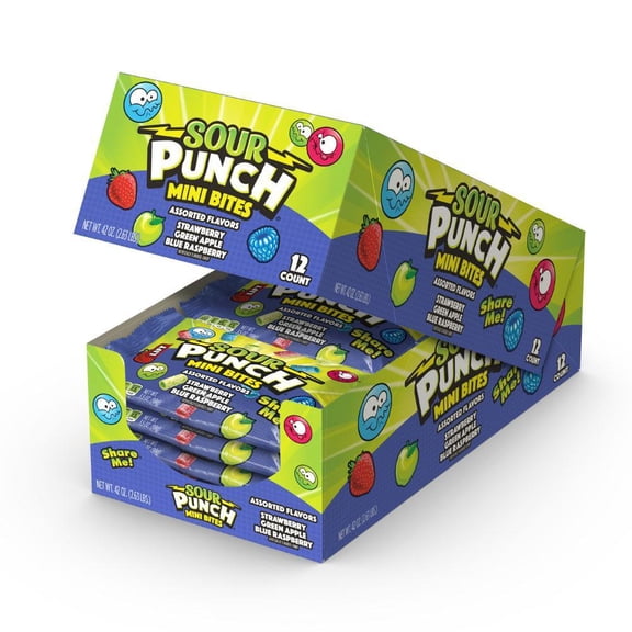 Sour Punch Assorted Sweet & Sour Flavored Chewy Candy, 3.5oz (12 Count)