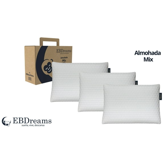 Paquete 3 Almohadas EBDreams Pillow Mix Blanco Air Sense Estandar Media Ergonómica Bambú El Bazar Store