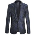 thumbnail image 2 of Yaoyar Mens Blazer Fashion Casual Personality Handsome Printed Tuxedo Suit Jacket for Party Banquet Dinner Wedding Blue 4XL, 2 of 9
