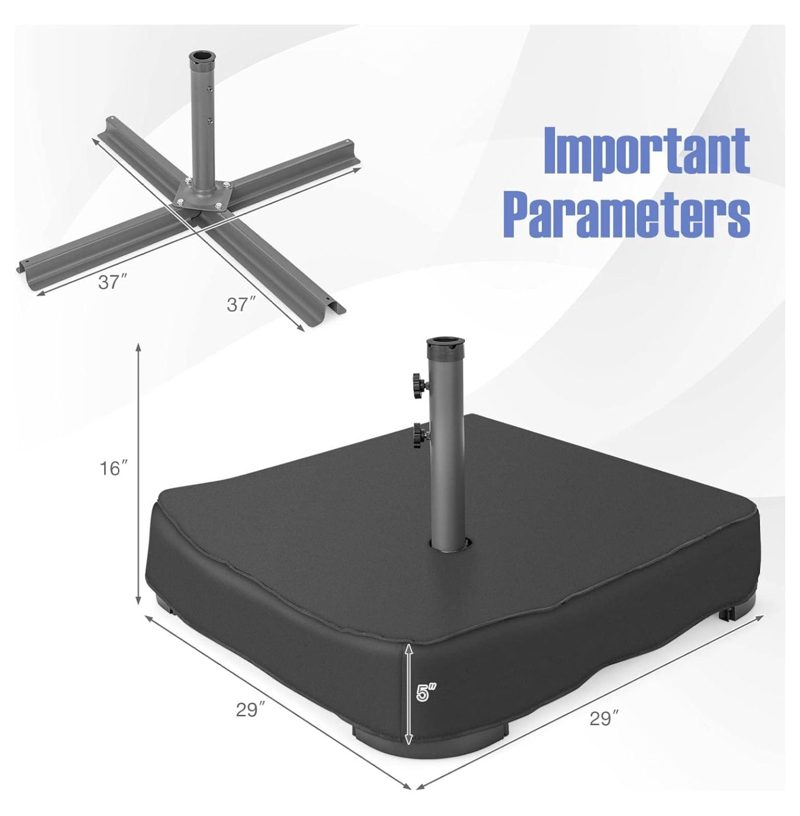 Gexandy Moccha Umbrella Base Stand, Heavy Duty Sand Filled Patio Umbrella Holder Base Stand with Sandbags, 220 lbs Umbrella Stand for Market Umbrella, Double-Sided Umbrella, Patio Umbrella Stand
