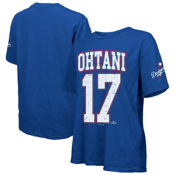 Women's Majestic Threads Shohei Ohtani Royal Los Angeles Dodgers Oversized Name & Number T-Shirt