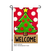 JOOCAR Christmas Tree Welcome Garden Flag for Winter Christmas Home Outdoor Garden Yard Door Decor 12x18 inch