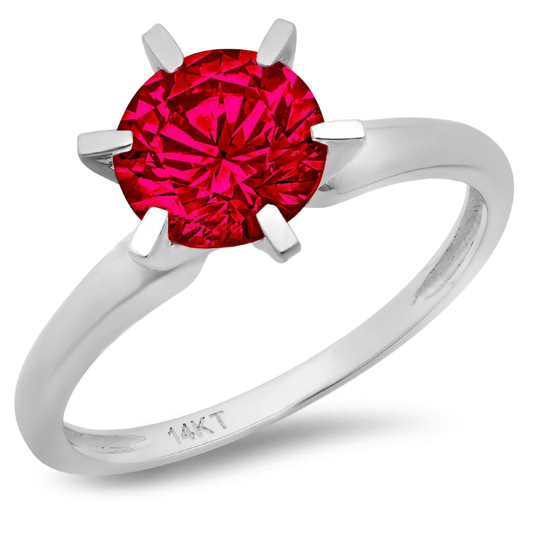 2.5 ct Brilliant Round Cut VVS1 Red Simulated Diamond Rose Solid 14k or 18k Gold Robotic Laser Engraved Handmade Anniversary Solitaire Ring