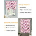thumbnail image 3 of Red Pink Leaves Tie Up Curtains for Window, Thermal Insulated Balloon Shade Adjustable Rod Pocket Curtains Valance Panels for Kitchen Bathroom Cafe 52 x 45 Summer Botanical Pastoral Plants, 3 of 6