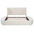 thumbnail image 4 of Upholstered Platform Bed Queen Size Storage Velvet Bed with Wingback Headboard and 1 Big Drawer,2 Side Storage Stool(Beige), 4 of 21