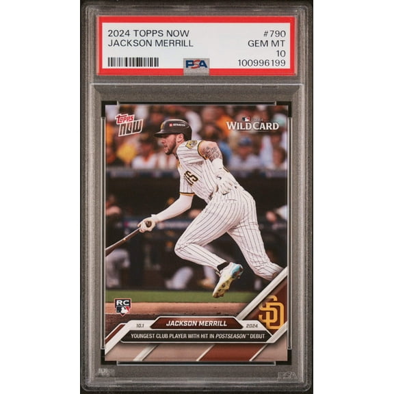 Graded 2024 Topps Now Jackson Merrill #790 Rookie RC Baseball Card PSA 10 Gem Mint