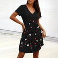 thumbnail image 4 of Edvintorg Floral Dress for Women Printed Short Sleeve V Neck Lightweight Soft Casual Dresses Womens Summer Clothes Black L, 4 of 7