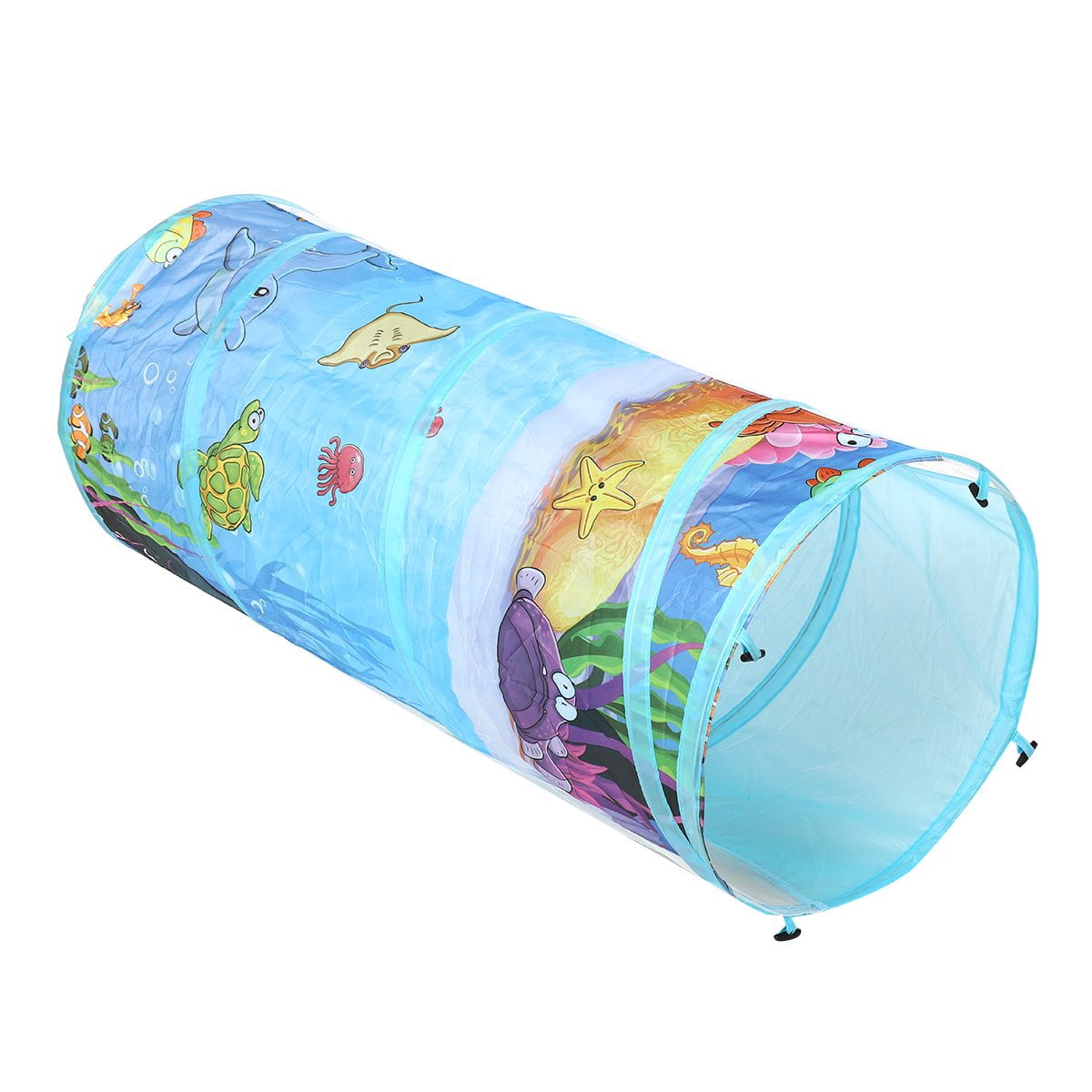 3 in 1 Portable Toddler Kids Play Tent House Crawl Tunnel Ball Pit In/Outdoor with PopUp Playhouse Tent, Basketball Hoop Set for Kids, Polyester