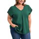 thumbnail image 1 of GRACE & GRANDEUR Blusas de Talla Grande para Mujeres con Mangas Cortadas y Cuello en V, Camiseta Casual de Verano 2X Verde Oscuro, 1 of 7