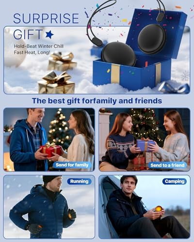Pocket Size Hand Warmers Rechargeable 2 Pack,20Hrs Long Safe Heat,0.5S Instant Heating,Ultra Thin Electric Hand Warmers,5 Levels Heating Fits in Gloves, Hunting Camping Hiking Essentials