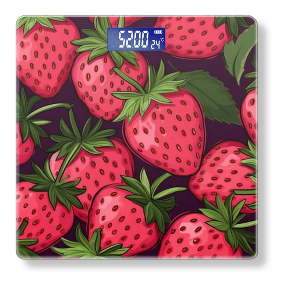 High Precision Body Weight Scale Smart Bathroom Scales with Large LCD Display(400lbs),Decorative for Bedroom-Strawberry Pattern With Cartoon Style