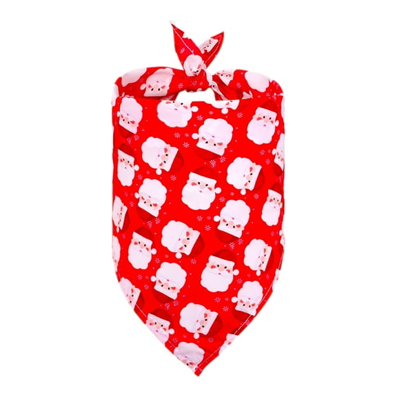 Christmas Dog Bandana – 1 Pack Reversible Holiday Scarf with Santa & Tree Patterns, 25.6x16.5in Polyester Bib for Cats & Dogs