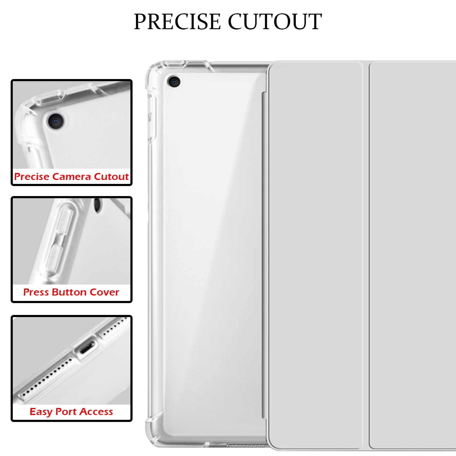 iPad 9th 2021 8th 2020 7th 2019 Gen [iPad 9 iPad 8 iPad 7 ] 10.2 Inch A2602 A2270 A2197 MK663LL/A MK673LL/A MYN62LL/A MW6Y2LL/A Clear Back TPU Silicone Back Printed Case Pencil Holder - Gray