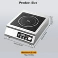 thumbnail image 5 of Kagrote 3500W Commercial Induction Cooktop with 8 Power Levels, Ideal for Home and Commercial Kitchens, 13.8x18.1x5.9 Inches, 5 of 8