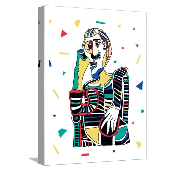 Art.com Picasso Portrait. Vector Illustration. Mosaic RGB Style Stretched Canvas Print Wall Art by iku4, 12" x 16"