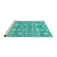 thumbnail image 2 of Ahgly Company Machine Washable Indoor Round Abstract Turquoise Blue Modern Area Rugs, 4' Round, 2 of 4