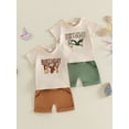 thumbnail image 3 of BemeyourBBs Kids Toddler Baby Boys Birthday Outfit 1 2 3 4 Years Old Birthday Clothes Short Sleeve Letters Print T-shirt with Elastic Waist Shorts Set Baby Boy Summer Hunting Outfit, 3 of 9