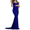 thumbnail image 4 of Plus Size Maternity Maternity Clothes Feeding Dress Supplier Maternity Dress Women Lace Trailing Photoshoot Dress(Blue,L), 4 of 4
