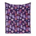 thumbnail image 1 of Cartoon Soft Flannel Fleece Throw Blanket, Funky Hearts Creatures Little Girls and Boys Cats Comic-themed, Cozy Plush for Indoor and Outdoor Use, 50" x 70", Dark Purple Multicolor, by Ambesonne, 1 of 6