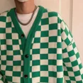 thumbnail image 4 of Suéter de punto Chaqueta de hombre Abrigo Verde Ropa de hombre Cárdigan estético Cuadros Cuello en V Moda 2024 Sudadera barata Calle holgada X, 4 of 4