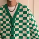 thumbnail image 5 of Suéter de punto Chaqueta de hombre Abrigo Verde Ropa de hombre Cárdigan estético Cuadros Cuello en V Moda 2024 Sudadera barata Calle holgada X, 5 of 5