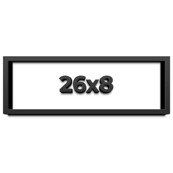 26x8 Shadow Box Frame Black | 1 inches Deep Real Wood Contemporary Shadowbox Display Frame | UV