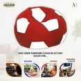thumbnail image 4 of Ample Decor Soccer Leatherette Bean Bag Cover (Filler Not Included), Double Stitched, Ideal for Children and Teenagers - Red & White, 4 of 6