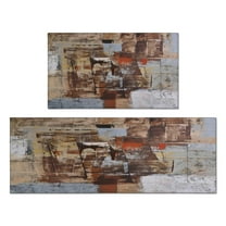 Upgrade Your Floor with Turquoise & Grey Abstract Art Kitchen Rugs, Non-Slip, Ideal for Any Space