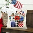 thumbnail image 4 of 17.72"x17.72" Patriotic Flax Cushion Cover - 4th of July Star Pattern Decor for Sofa/Bedroom, 4 of 6
