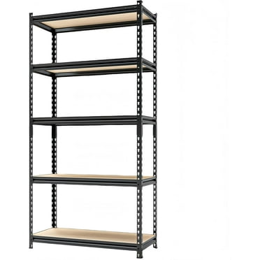 Storage Shelves Garage Shelving Heavy Duty 5 Tier Metal Shelving Units for Storage Adjustable Utility Shelf Rack for Kitchen Warehouse Basement 28" W x 12" D x 59.8" H, Black