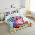 thumbnail image 4 of Feelyou Cartoon Pink Dinosaur Bedding Comforter Set, Watercolor Twin Comforter Sets, Animal Music Party Reversible Bedding Set, Lightweight Room Decor, 2 Pieces, 4 of 9