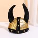 thumbnail image 3 of Casco vikingo, gorro de tela dorada y negra para adultos y niños, 3 of 3