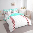 thumbnail image 2 of jejeloiu Baseball Ice Cream 7-Piece Twin Bedding Sets,White Cyan Red Bedding Comforter Set For Ball Gamer Reversible, 2 of 7