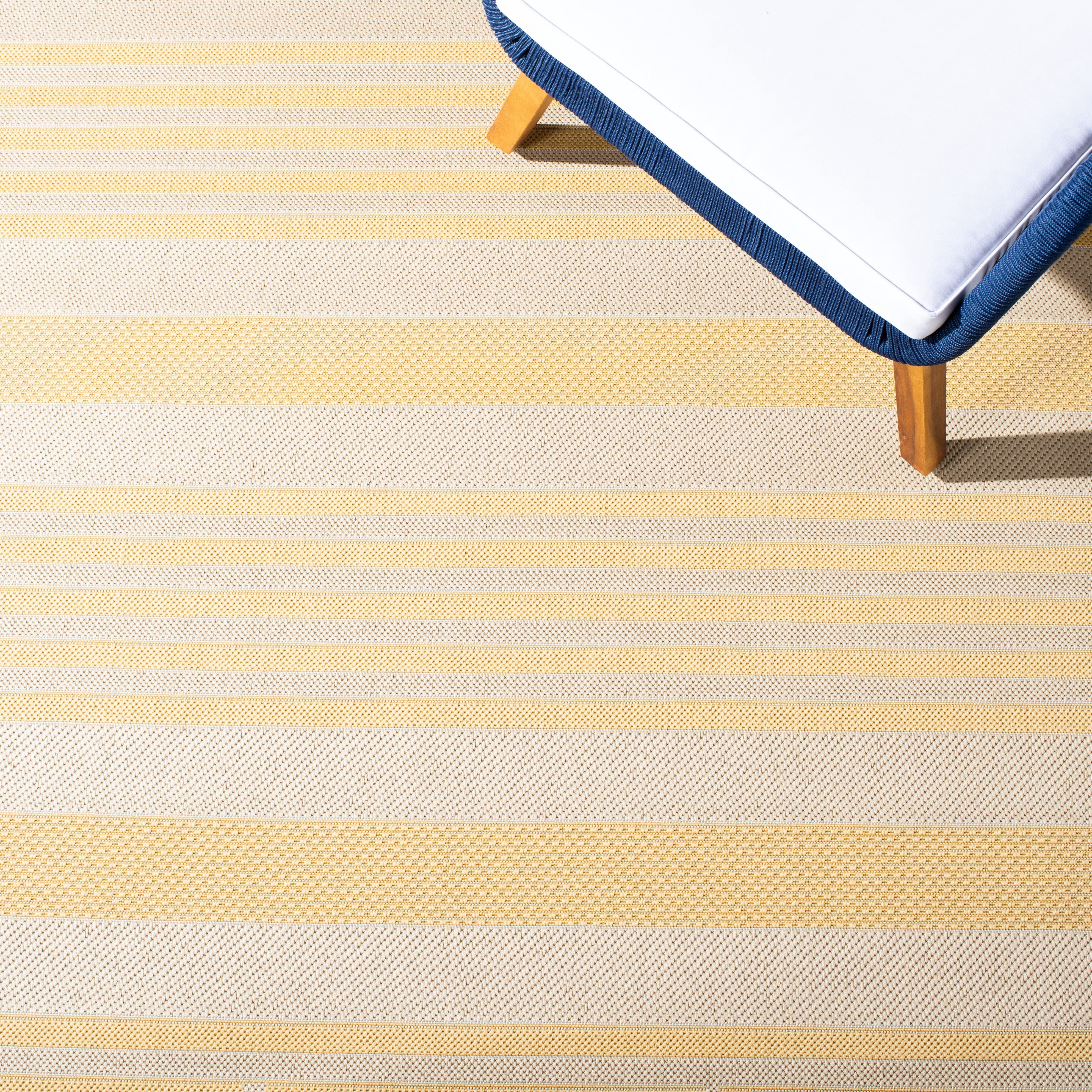 Safavieh Courtyard Caroline Striped Indoor/Outdoor Area Rug, Gold/Beige, 6'7" x 9'6"