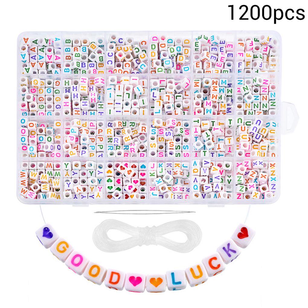 Perles Cubes Acryliques Lettre/alphabet - 6mm, Multicolores, Lot De 500, Pour Fabrication Bijoux