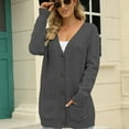 thumbnail image 4 of XFLWAM Women's Open Front Cardigan Sweater with Pockets Long Sleeve Cable Knit Button Down Loose Cardigan Sweater Outwear Dark Gray M, 4 of 7