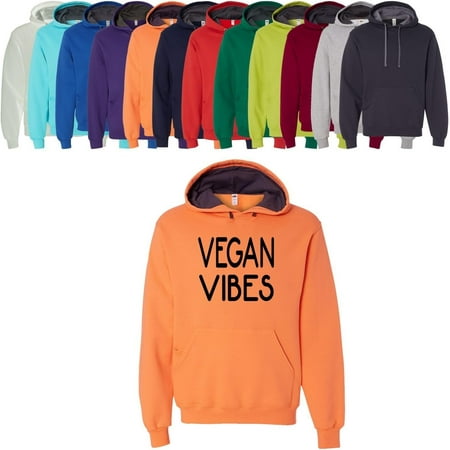 Custom Apparel House Vegan Vibes Hoodie Sweathirt Adult Unisex Vegan Gift Clothing Vegetarian Orange
