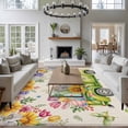 thumbnail image 3 of Large Area Rugs for Living Room Bedroom, Easter Eggs 8'x10' Rug Washable Carpet Runner Indoor Outdoor, Spring Flowers Truck Leaves Butterflies Beige Non Slip Floor Mats Rug for Kitchen, Patio, 3 of 8