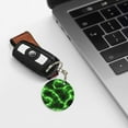 thumbnail image 6 of Naloa Green Lightning Print Round Keychain Keychain Key Ring, Key Tag, Key Chain Bulk for Gift Accessories (Round), 6 of 7