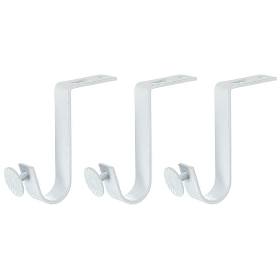 3Pcak Ceiling Mount Curtain Rod Brackets, Drapery Holder for 0.8 Inch Rod, White